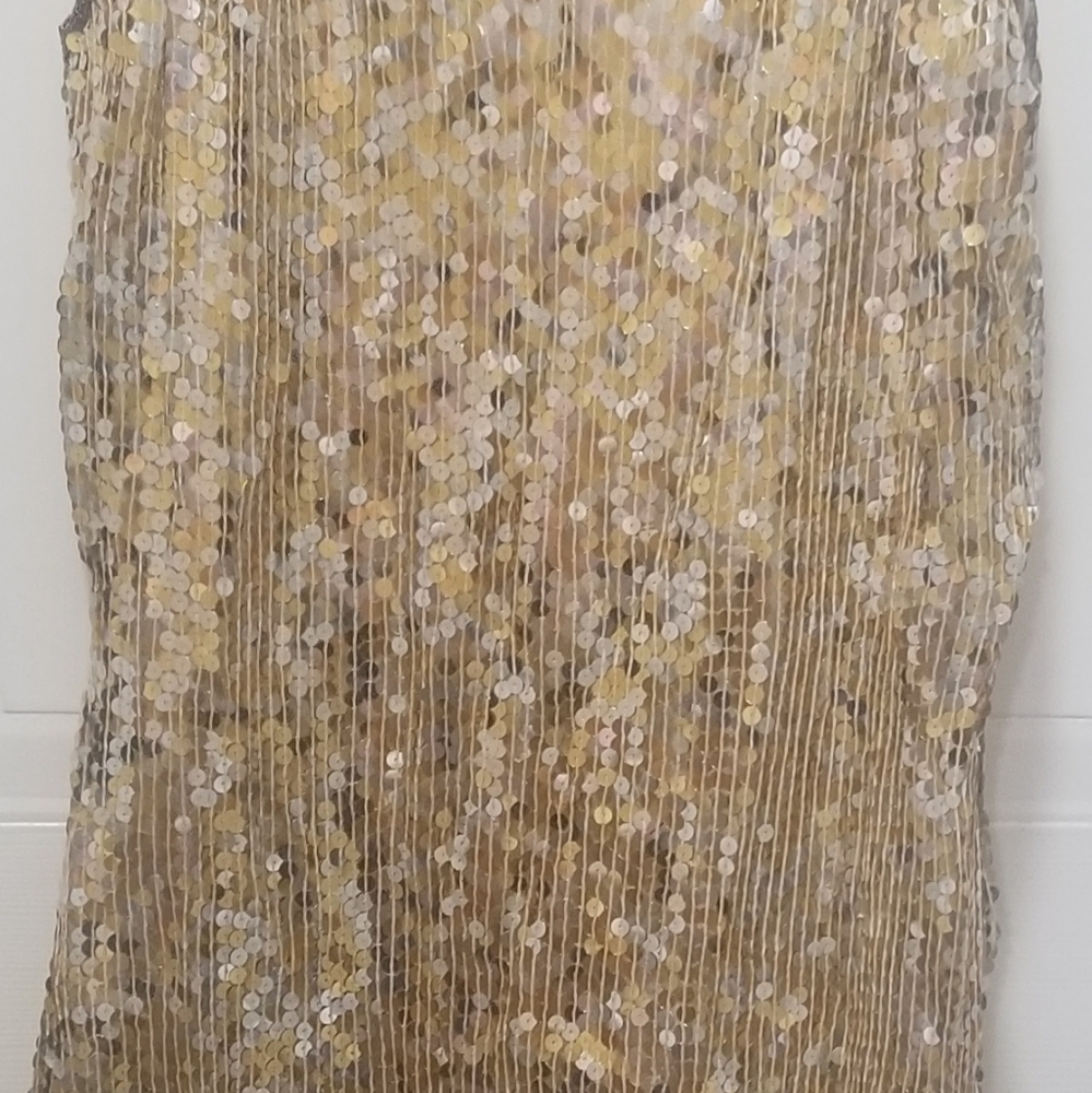 Expressions Gold Sequined Dress Size 8